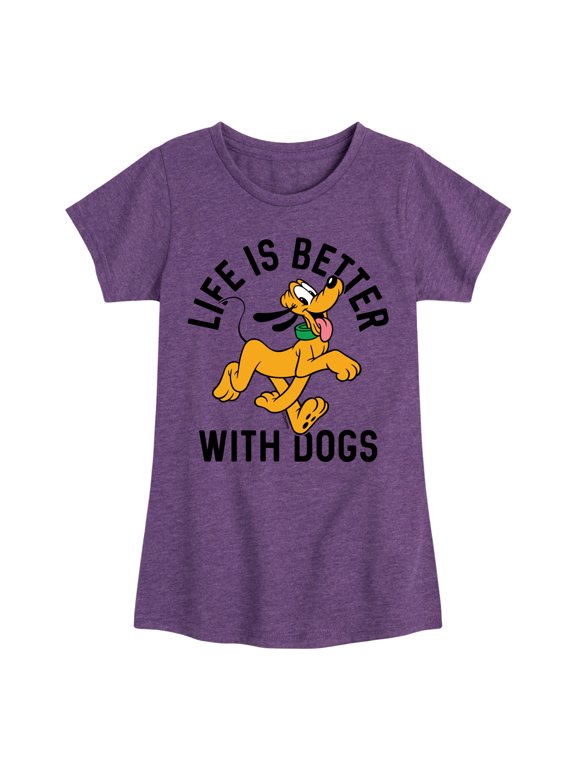 Mickey & Friends - Pluto Life Is Better With Dogs - Toddler And Youth Girls Short Sleeve Graphic T-Shirt
