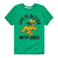 thumbnail image 1 of Mickey & Friends - Pluto Life Is Better With Dogs - Toddler And Youth Short Sleeve Graphic T-Shirt, 1 of 5