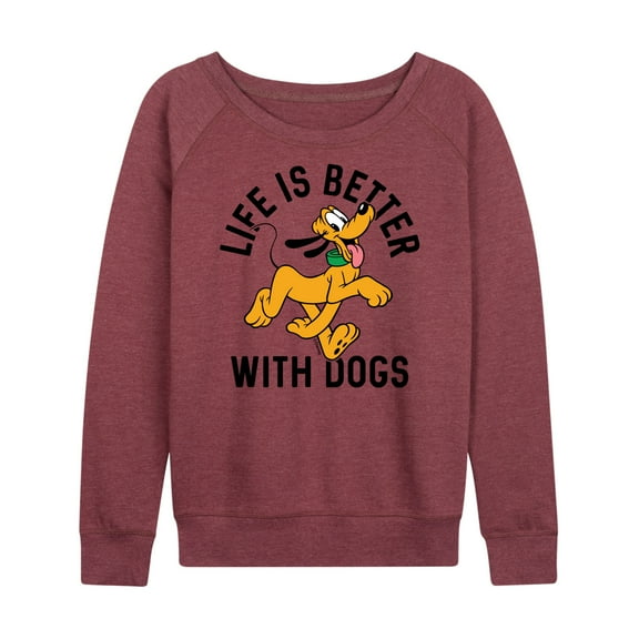 Mickey & Friends - Pluto Life Is Better With Dogs - Women's Lightweight French Terry Long Sleeve Shirt