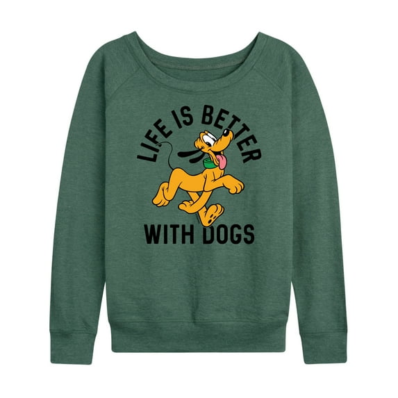 Mickey & Friends - Pluto Life Is Better With Dogs - Women's Lightweight French Terry Long Sleeve Shirt