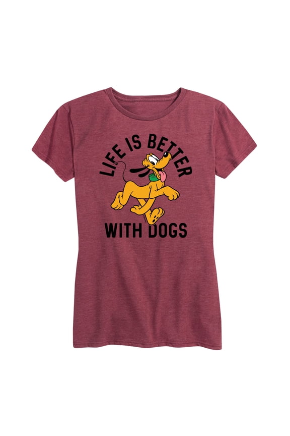 Mickey & Friends - Pluto Life Is Better With Dogs - Women's Short Sleeve Graphic T-Shirt