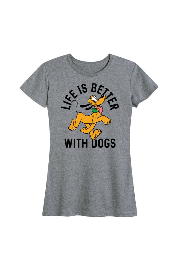 Mickey & Friends - Pluto Life Is Better With Dogs - Women's Short Sleeve Graphic T-Shirt
