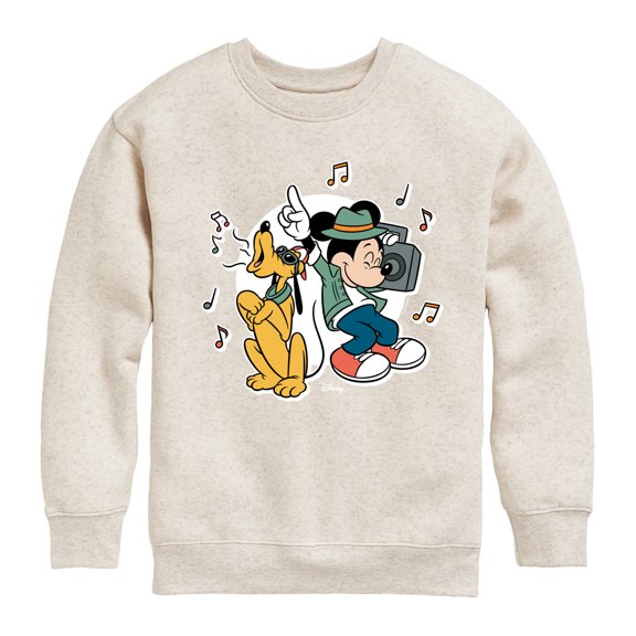 Disney - Mickey & Friends - Pluto & Mickey Listening to Music - Toddler And Youth Long Sleeve Graphic T-Shirt