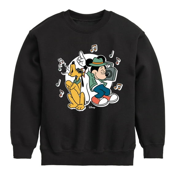 Disney - Mickey & Friends - Pluto & Mickey Listening to Music - Toddler And Youth Long Sleeve Graphic T-Shirt