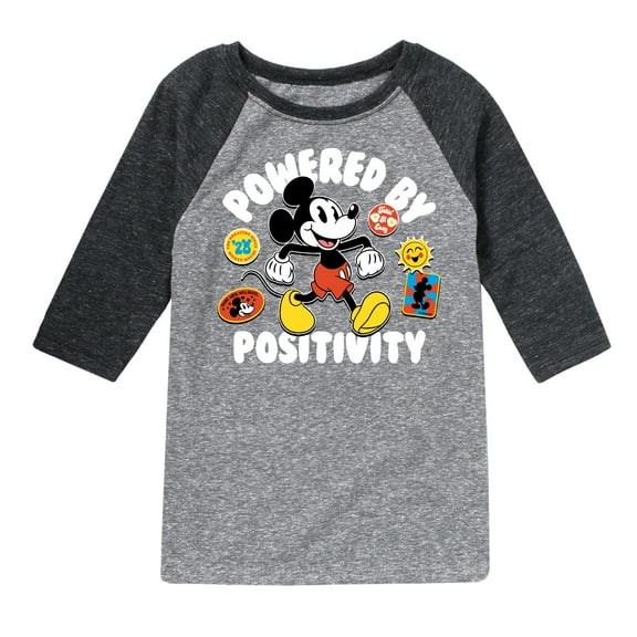 Mickey & Friends - Powered By Positivity - Toddler And Youth Raglan Graphic T-Shirt