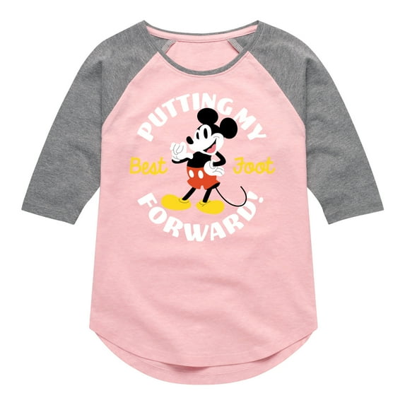 Mickey & Friends - Putting My Best Foot Forward - Toddler And Youth Girls Raglan Graphic T-Shirt