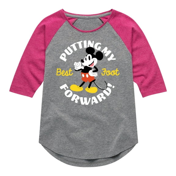 Mickey & Friends - Putting My Best Foot Forward - Toddler And Youth Girls Raglan Graphic T-Shirt