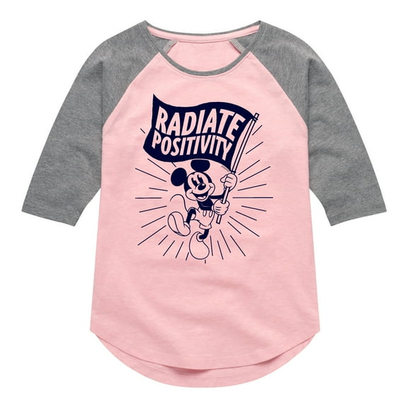 Mickey & Friends - Radiate Positivity - Toddler And Youth Girls Raglan Graphic T-Shirt