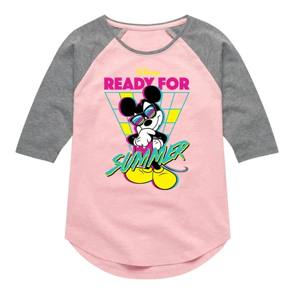Mickey & Friends - Ready For Summer - Toddler And Youth Girls Raglan Graphic T-Shirt