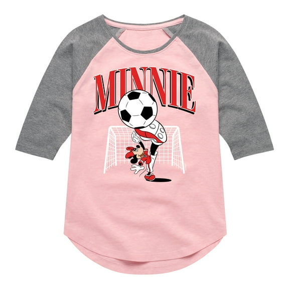Mickey & Friends - Retro Minnie Soccer - Toddler And Youth Girls Raglan Graphic T-Shirt