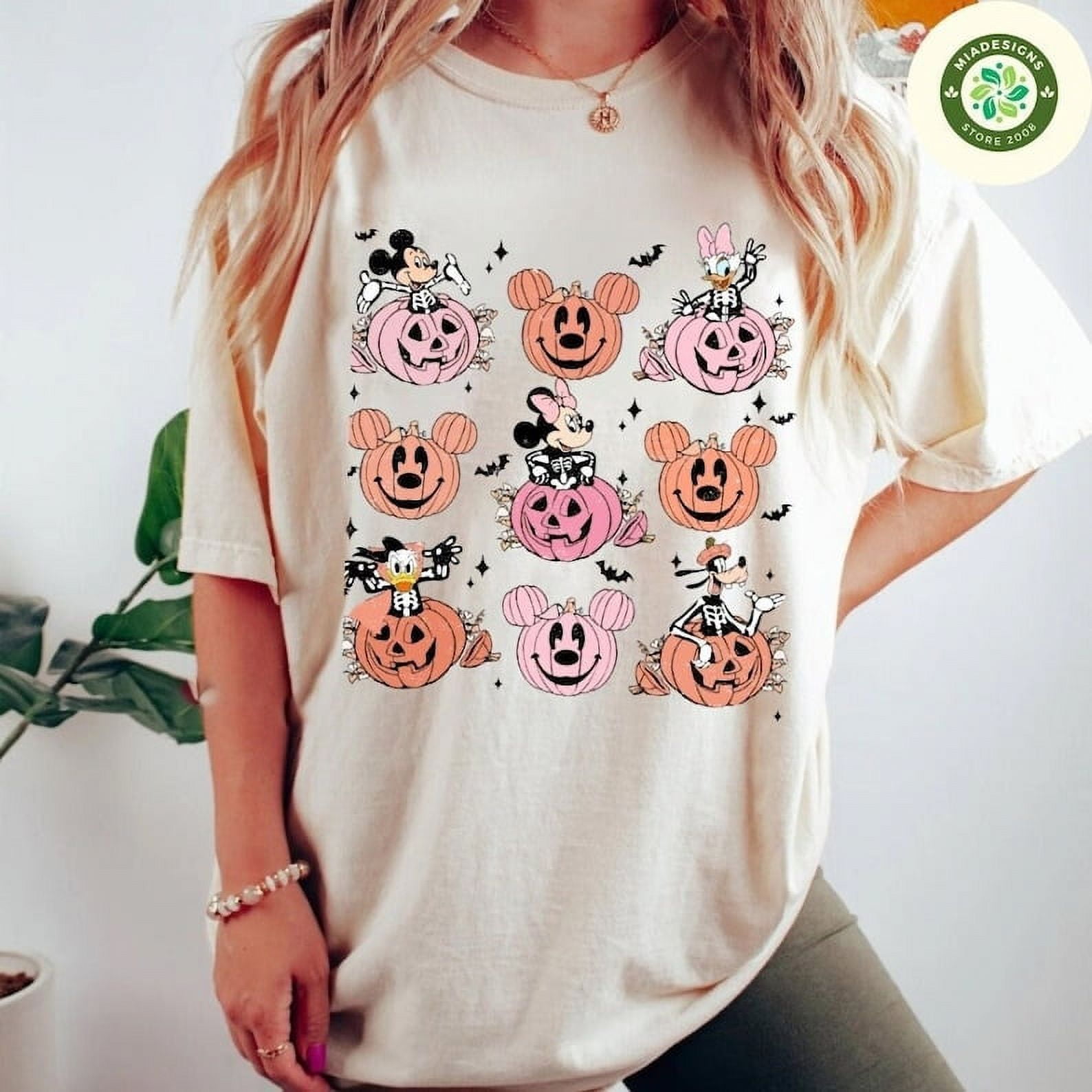 Mickey and Friends Skeleton Pumpkin Disney Halloween Comfort Colors T