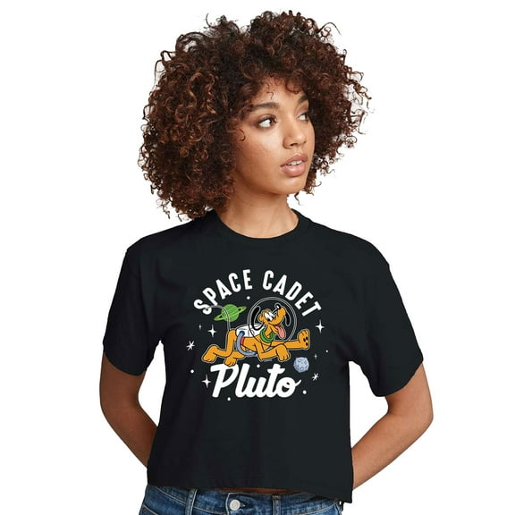 Mickey & Friends - Space Cadet Pluto - Juniors Cropped Cotton Blend T-Shirt