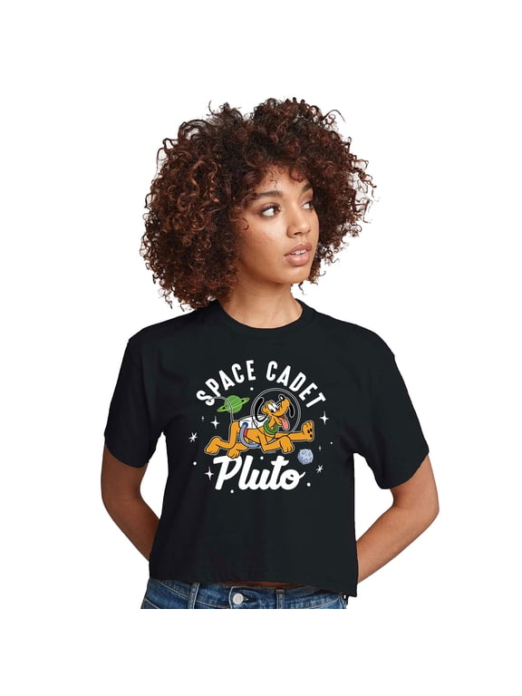 Mickey & Friends - Space Cadet Pluto - Juniors Cropped Cotton Blend T-Shirt