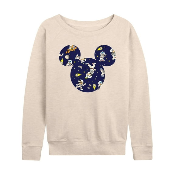 Mickey & Friends - Space Pattern - Women's Lightweight French Terry Long Sleeve Shirt