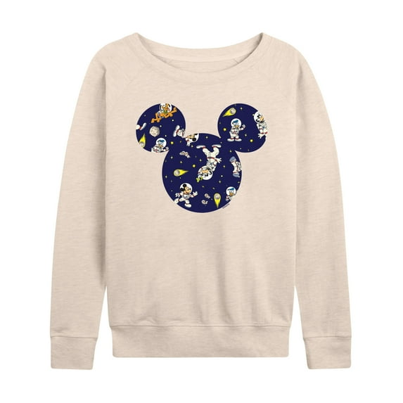 Mickey & Friends - Space Pattern - Women's Lightweight French Terry Long Sleeve Shirt