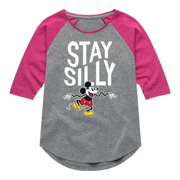 Mickey & Friends - Stay Silly - Toddler And Youth Girls Raglan Graphic T-Shirt