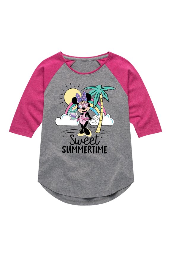 Mickey & Friends - Sweet Summer Time - Toddler And Youth Girls Raglan Graphic T-Shirt