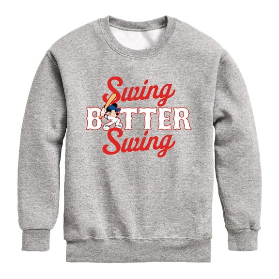 Mickey & Friends - Swing Batter Swing - Toddler And Youth Crewneck Fleece Sweatshirt