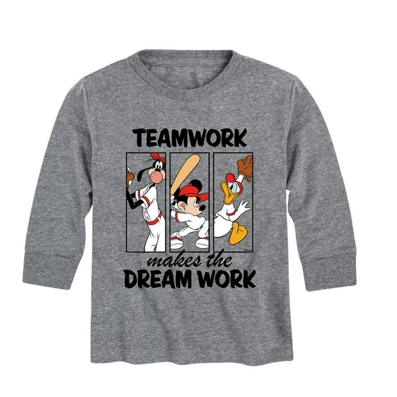 Mickey & Friends - Teamwork Makes The Dream Work - Toddler And Youth Long Sleeve Graphic T-Shirt