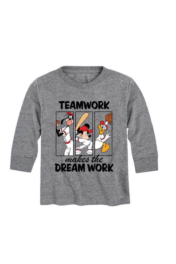 Mickey & Friends - Teamwork Makes The Dream Work - Toddler And Youth Long Sleeve Graphic T-Shirt
