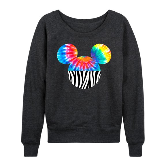 Mickey & Friends - Tie Dye Zebra Fill Mickey - Women's Lightweight French Terry Long Sleeve Shirt