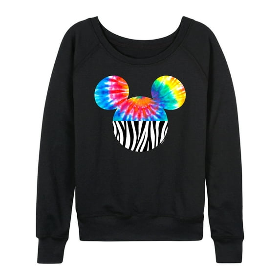 Mickey & Friends - Tie Dye Zebra Fill Mickey - Women's Lightweight French Terry Long Sleeve Shirt