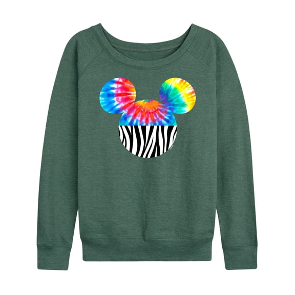 Mickey & Friends - Tie Dye Zebra Fill Mickey - Women's Lightweight French Terry Long Sleeve Shirt