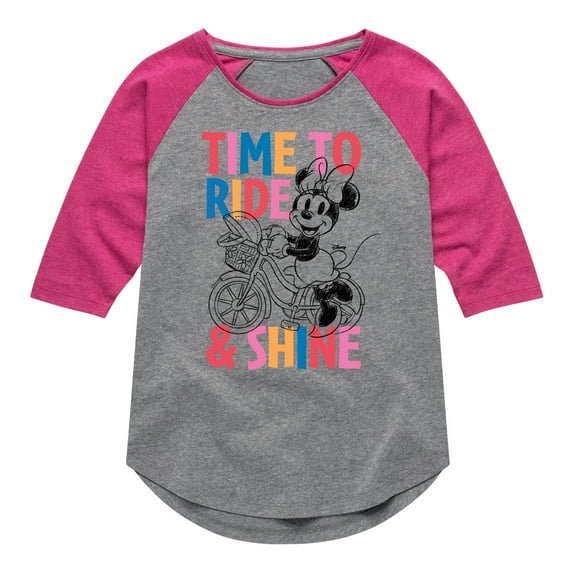 Mickey & Friends - Time To Ride and Shine - Toddler And Youth Girls Raglan Graphic T-Shirt