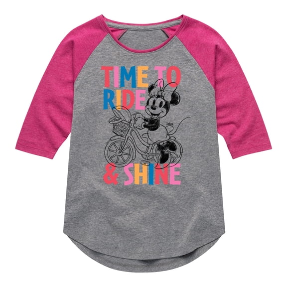 Mickey & Friends - Time To Ride and Shine - Toddler And Youth Girls Raglan Graphic T-Shirt
