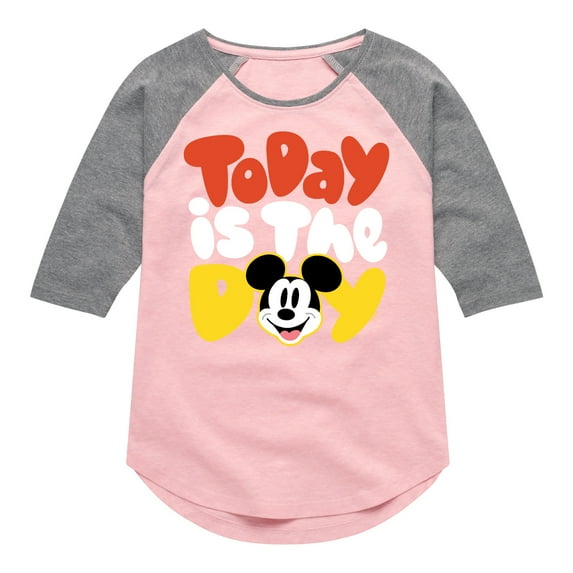 Mickey & Friends - Today Is The Day - Toddler And Youth Girls Raglan Graphic T-Shirt