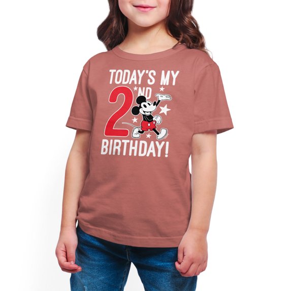 Mickey & Friends - Today's My 2nd Birthday - Toddler And Youth Short Sleeve Graphic T-Shirt
