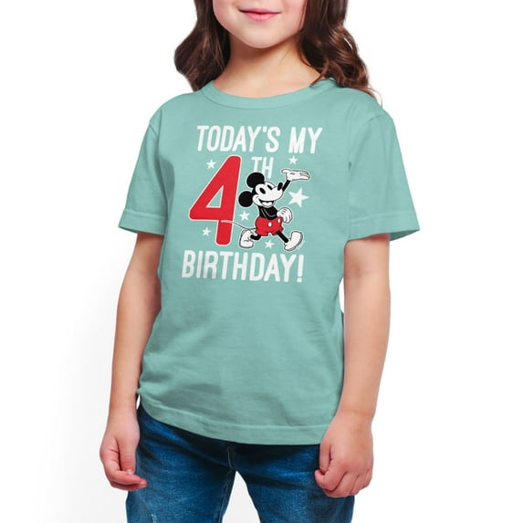 Mickey & Friends - Today's My 4th Birthday - Toddler And Youth Short Sleeve Graphic T-Shirt