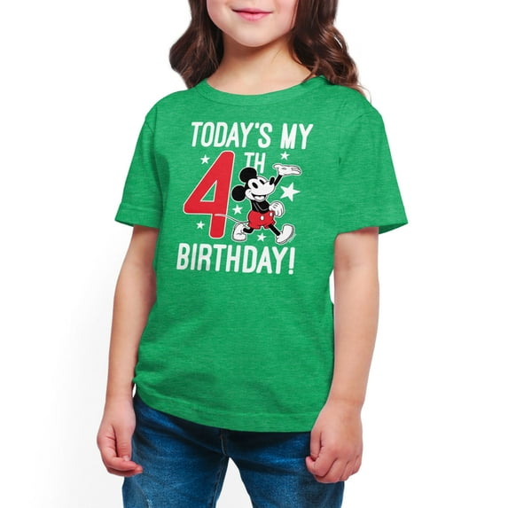 Mickey & Friends - Today's My 4th Birthday - Toddler And Youth Short Sleeve Graphic T-Shirt