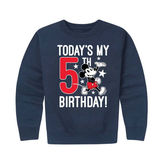 Mickey & Friends - Today's My 5th Birthday - Toddler And Youth Crewneck Fleece Sweatshirt