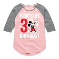 thumbnail image 1 of Mickey & Friends - Todays My 3rd Birthday - Toddler And Youth Girls Raglan Graphic T-Shirt, 1 of 5