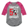 thumbnail image 1 of Mickey & Friends - Todays My 5th Birthday - Toddler And Youth Girls Raglan Graphic T-Shirt, 1 of 5