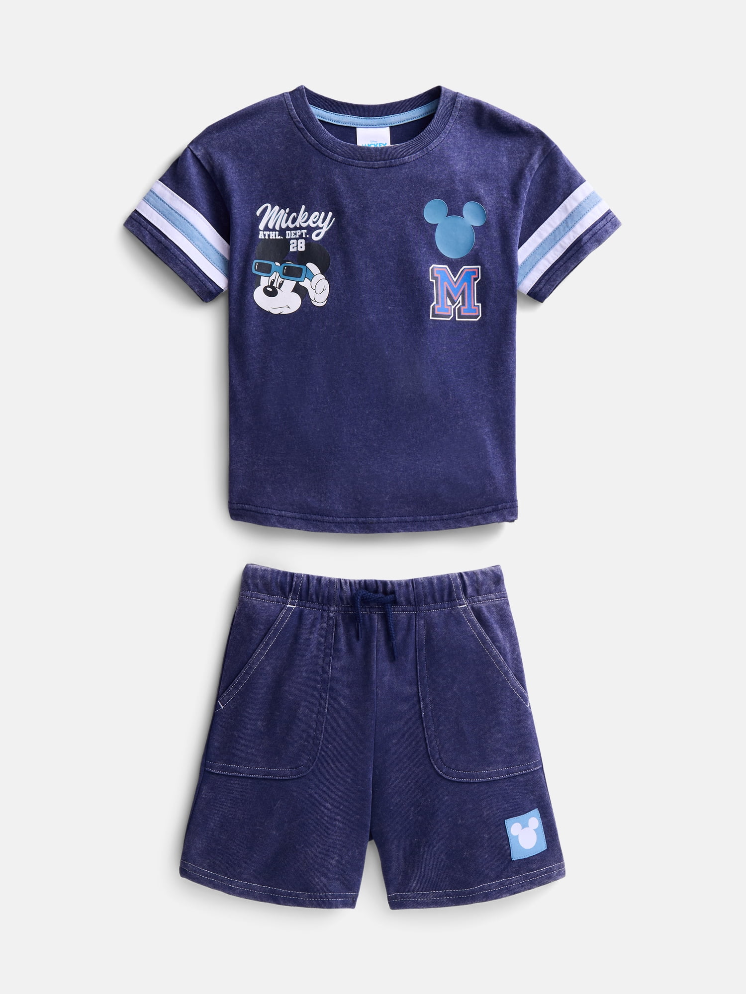 Mickey and Friends Toddler Boys Short Sleeve Graphic Tee and Matching Shorts Outfit Set, 2-Piece, Sizes 12M-5T
