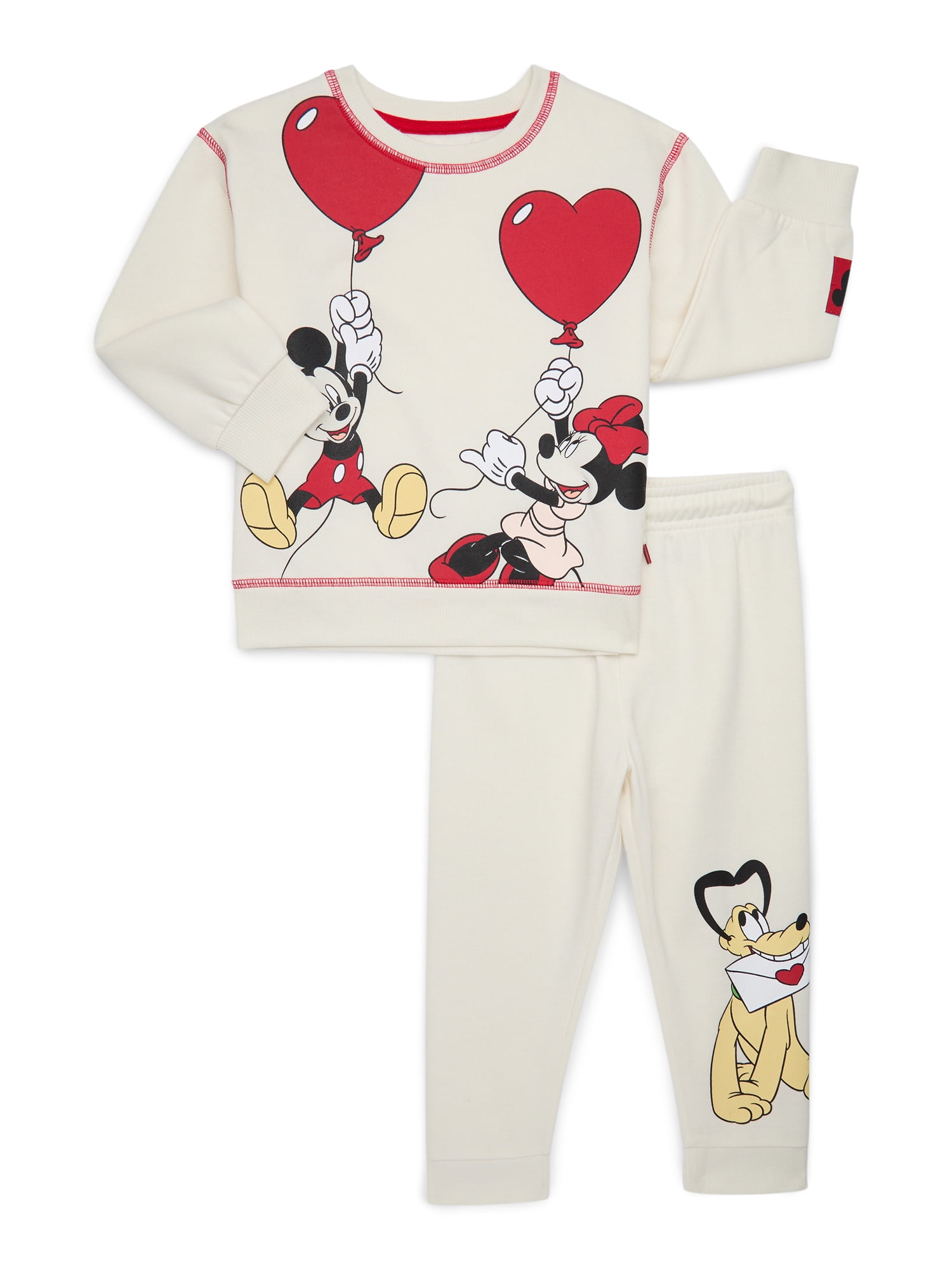 Mickey & Friends Toddler Boys or Girls Valentine's Day Graphic Sweatshirt and Jogger Pants Set, 2- Piece, Sizes 12M-5T