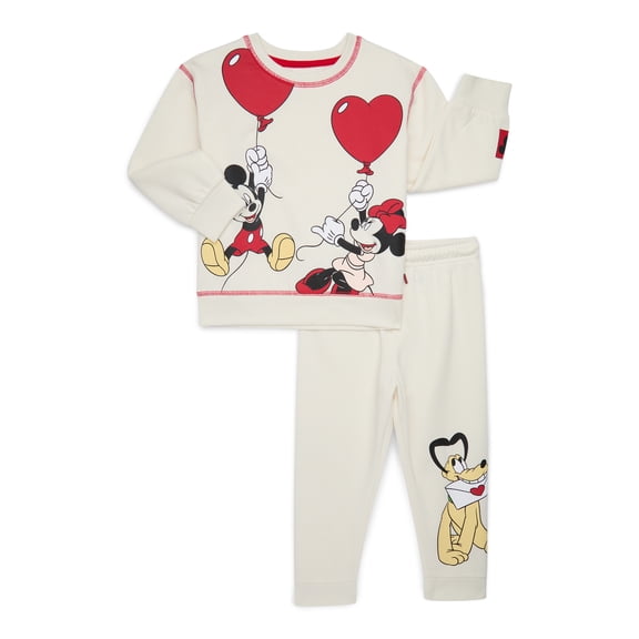 Mickey & Friends Toddler Boys or Girls Valentine's Day Graphic Sweatshirt and Jogger Pants Set, 2- Piece, Sizes 12M-5T