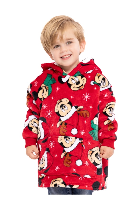 Disney Mickey Mouse Toddler Boys Cozy Hoodie with Faux Shearling Lining, Sizes 12M-5T