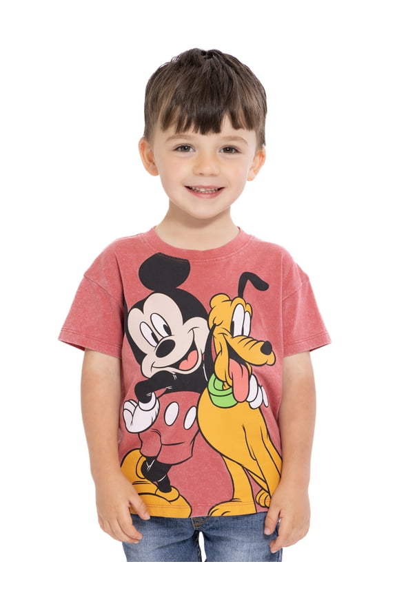 Mickey Mouse Toddler Boys or Girls Crewneck Tee with Short Sleeves, Sizes 12M-5T