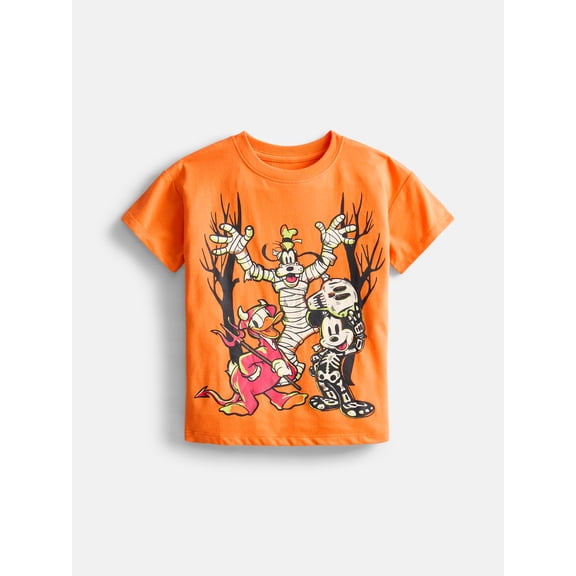 Mickey & Friends Halloween Toddler Boys Graphic Tee with Short Sleeves, Sizes 12M-5T