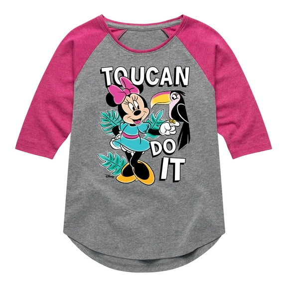 Mickey & Friends - Toucan Do it - Toddler And Youth Girls Raglan Graphic T-Shirt