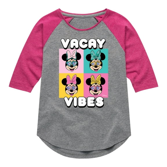Mickey & Friends - Vacay Vibes - Toddler And Youth Girls Raglan Graphic T-Shirt