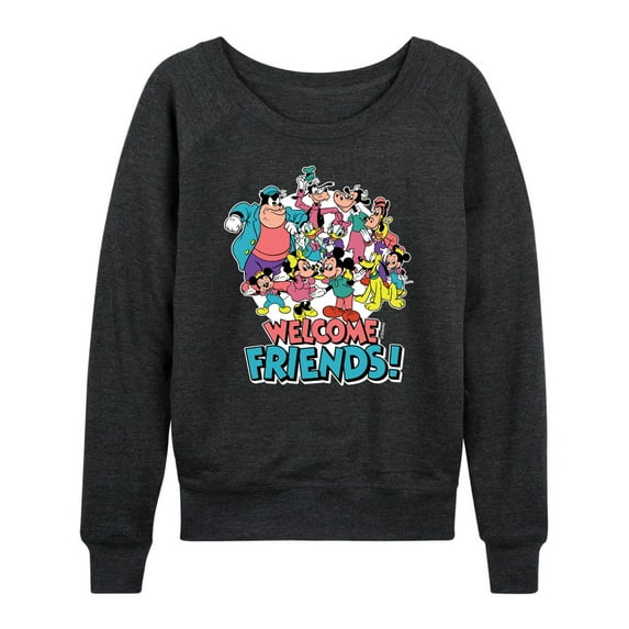 Mickey & Friends - Welcome Friends - Women's Lightweight French Terry Long Sleeve Shirt