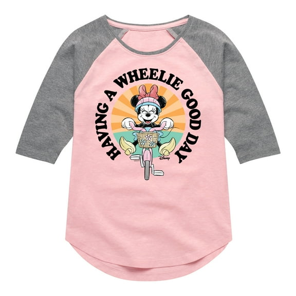 Mickey & Friends - Wheelie Good Day - Toddler And Youth Girls Raglan Graphic T-Shirt