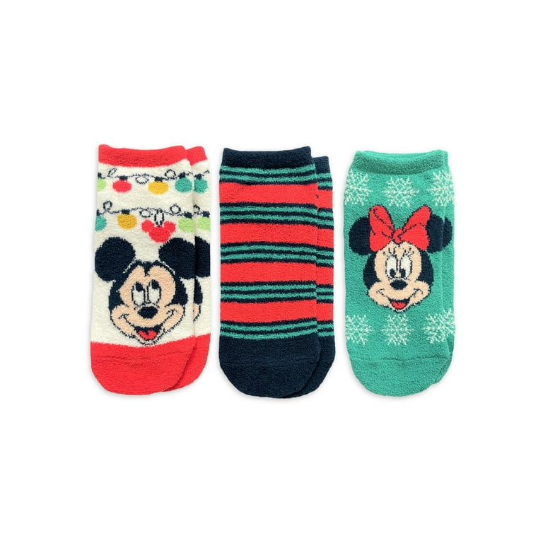 Mickey & Friends Women’s Holiday Cozy No Show Socks, 3-Pack, Size 4-10