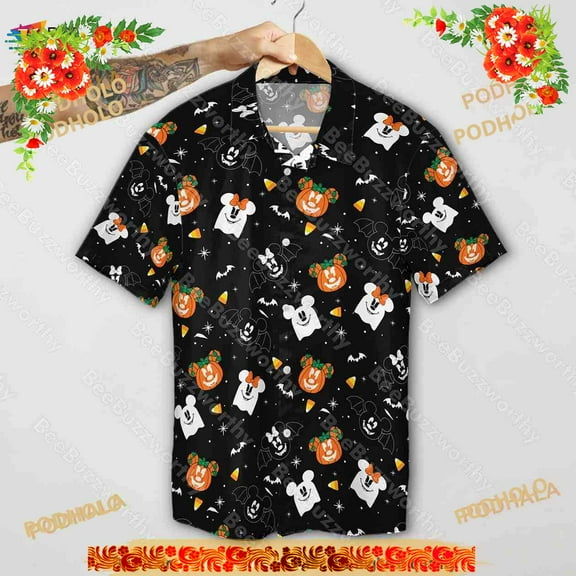 Mickey Halloween 3D Hawaiian Shirt