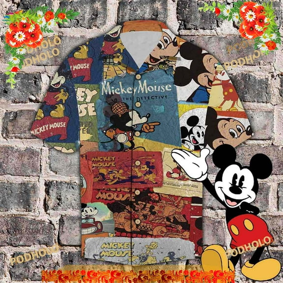 Mickey Hawaiian Shirt, Mickey Button Up Shirt