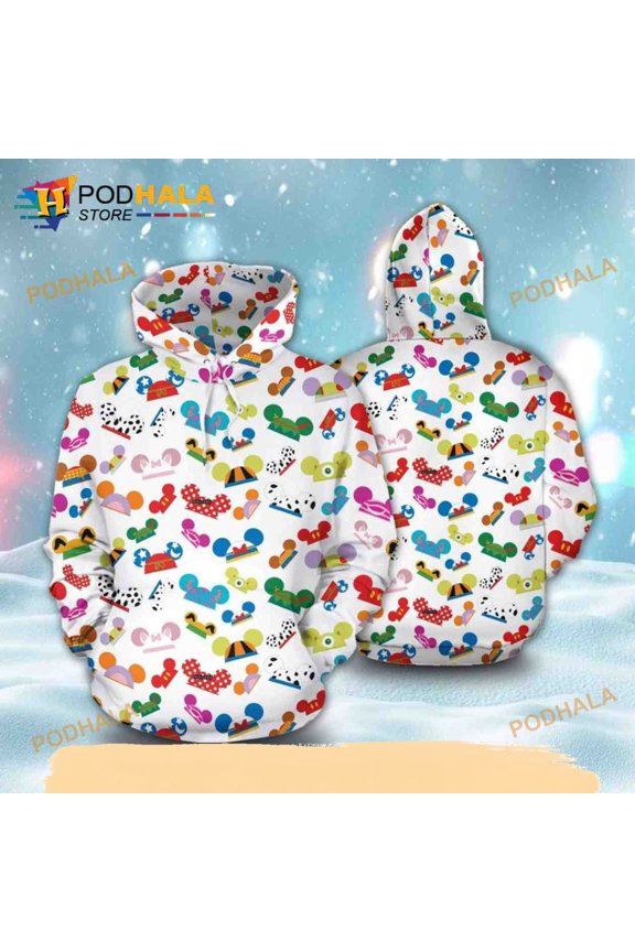 Mickey Head Mashup White 3D Hoodie T-Shirt